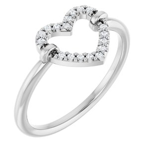 14K White Gold — .07 Ctw Natural Diamond Heart Ring