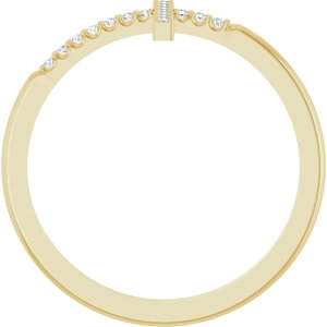 14K Yellow Gold — .06 Ctw Natural Diamond Sideways Cross Ring