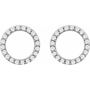 14K White Gold — 1/5Ctw Natural Diamond Circle Earrings With Backs