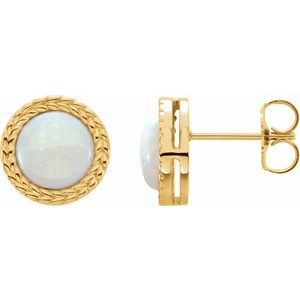 14K Yellow Gold — Laurel Leaf Bezel Earrings