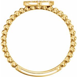 14K Yellow Gold — 1/8 Ctw Natural Diamond Heart Bead Ring