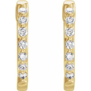 14K Yellow Gold — 1/5 Ctw Natural Diamond Hoop Earrings