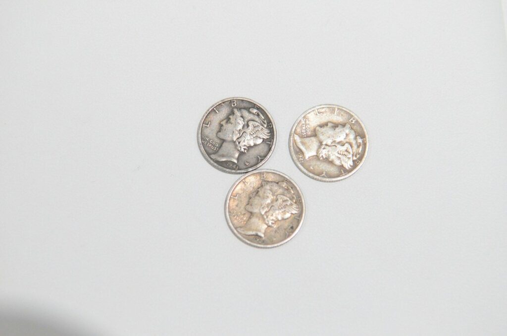 Three old silver dimes