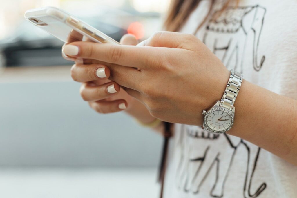 A person using a smartphone