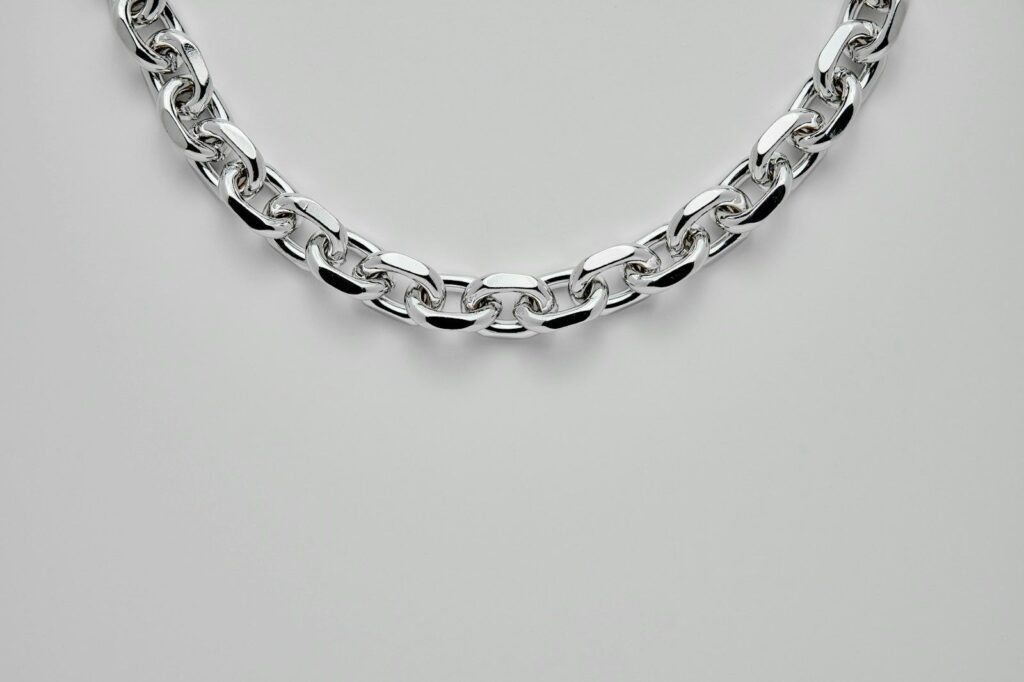 A solid silver chain necklace