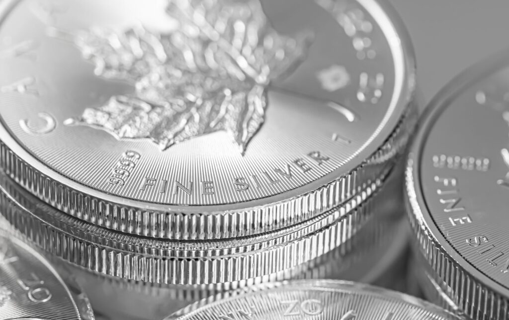 Silver Maple Leaf bullion coins from the Royal Canadian Mint