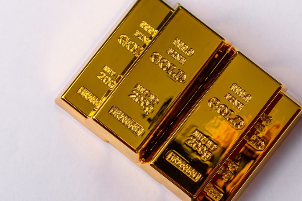 Small gold bullion bars stamped 999.9 fine gold