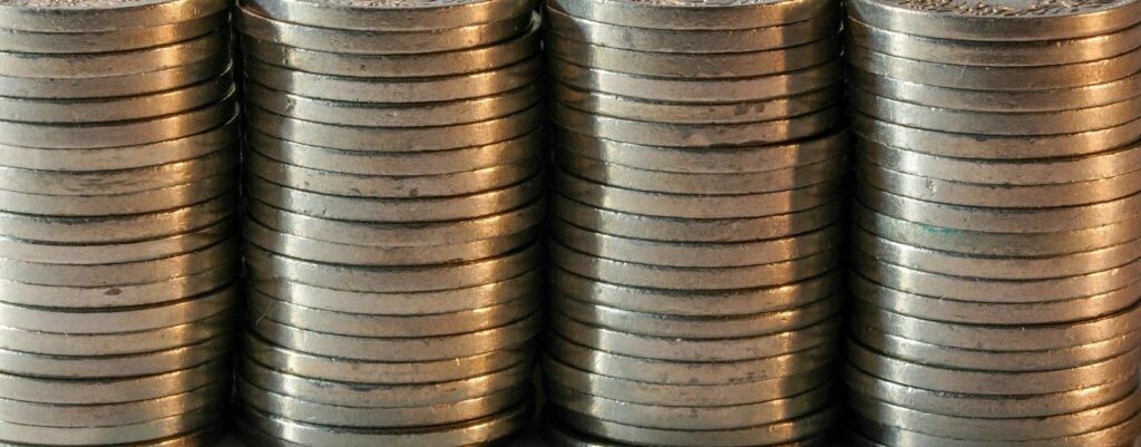 Stacks of silver coins