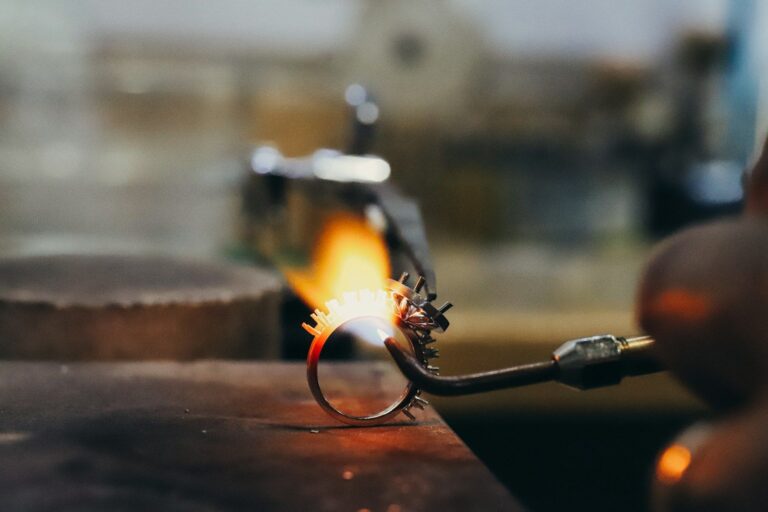 A jeweller’s torch heating a ring